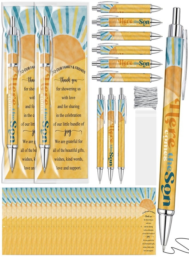 Dinifee 36 Sets Here Comes the Son Baby Shower Favors Bulk Includes Rolling Paper Ballpoint Pens Greeting Bookmarks for Boho Sun Birthday Gender Reveal Party Game Prize Party Favors Return Gifts - Image 1