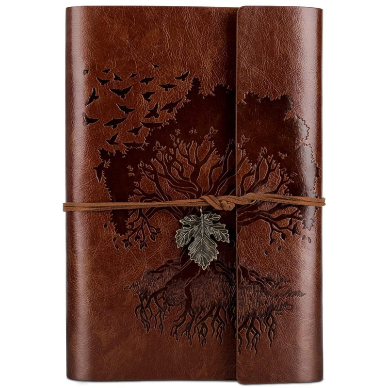 OMEYA Leather Journals Notebooks with Blank Pages, Vintage Refillable Journal for Writing, Personal Travel Diary Art Sketchbook to Write in, Gifts for Women, Men, Teen Girls and Boys, 160 Pages A5 (Brown) - Image 1
