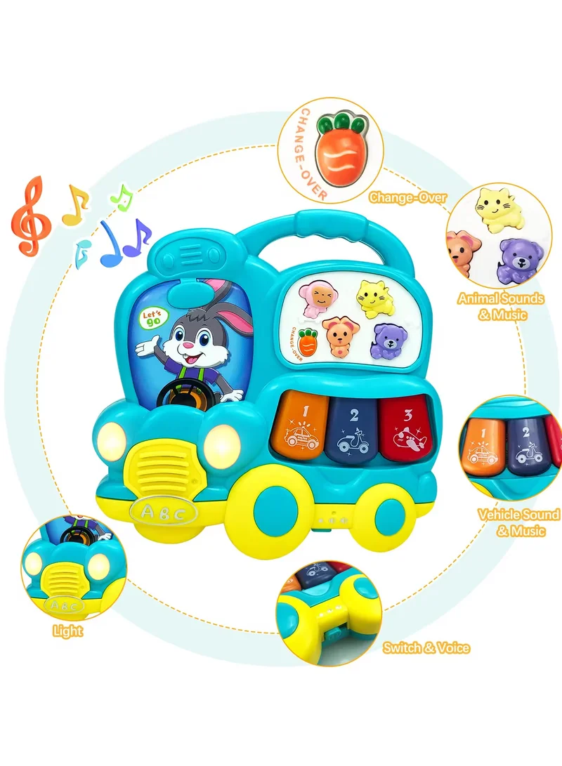 TOOLY TOOLY Interactive Musical Bus Toy – Animal &amp; Vehicle Sound Learning Toy for Toddlers (Size: 15 x 3.1 x 15 cm)