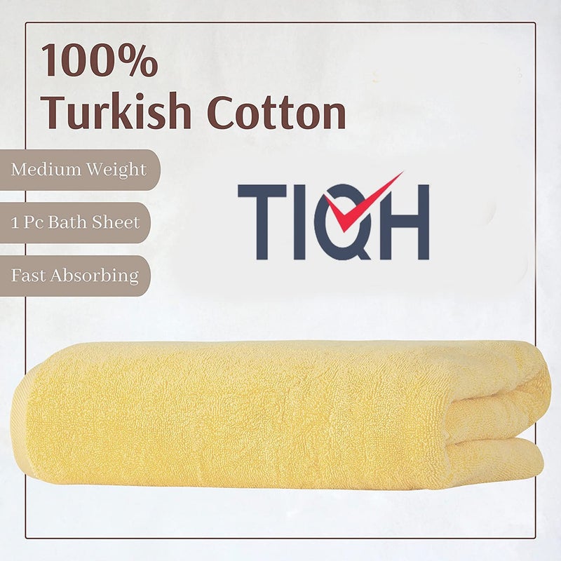 TIQH Turkish Cotton Quick Dry Soft Touch and Absorbent Bath Towel (30x60 Inches - Yellow) - Image 2