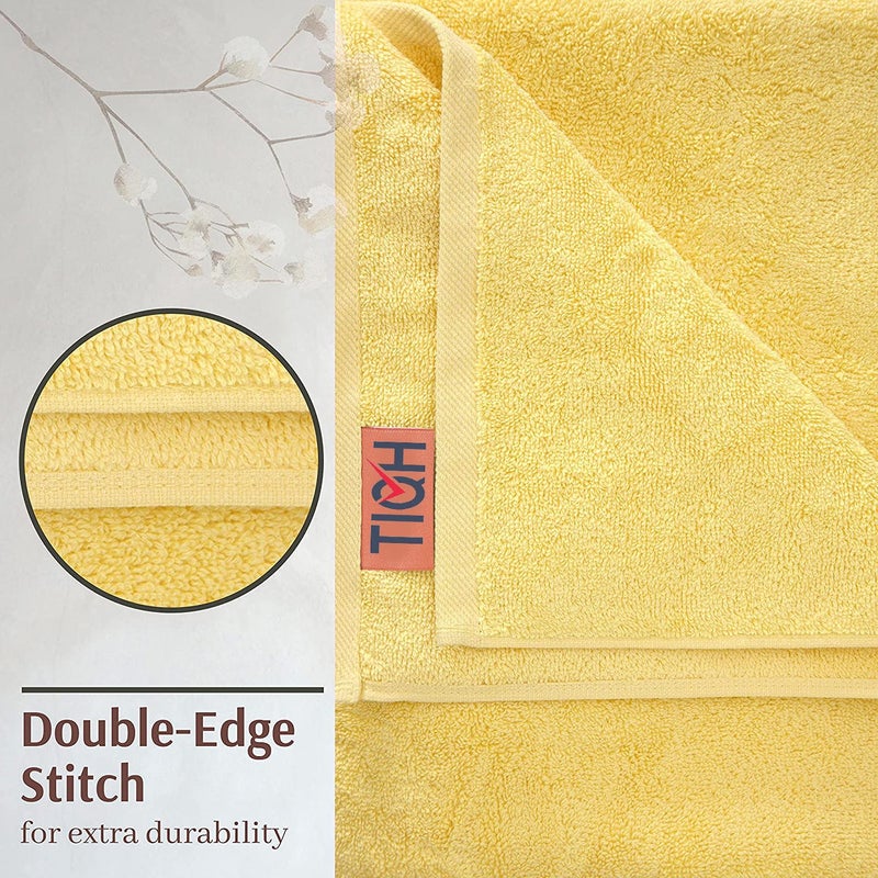 TIQH Turkish Cotton Quick Dry Soft Touch and Absorbent Bath Towel (30x60 Inches - Yellow) - Image 5