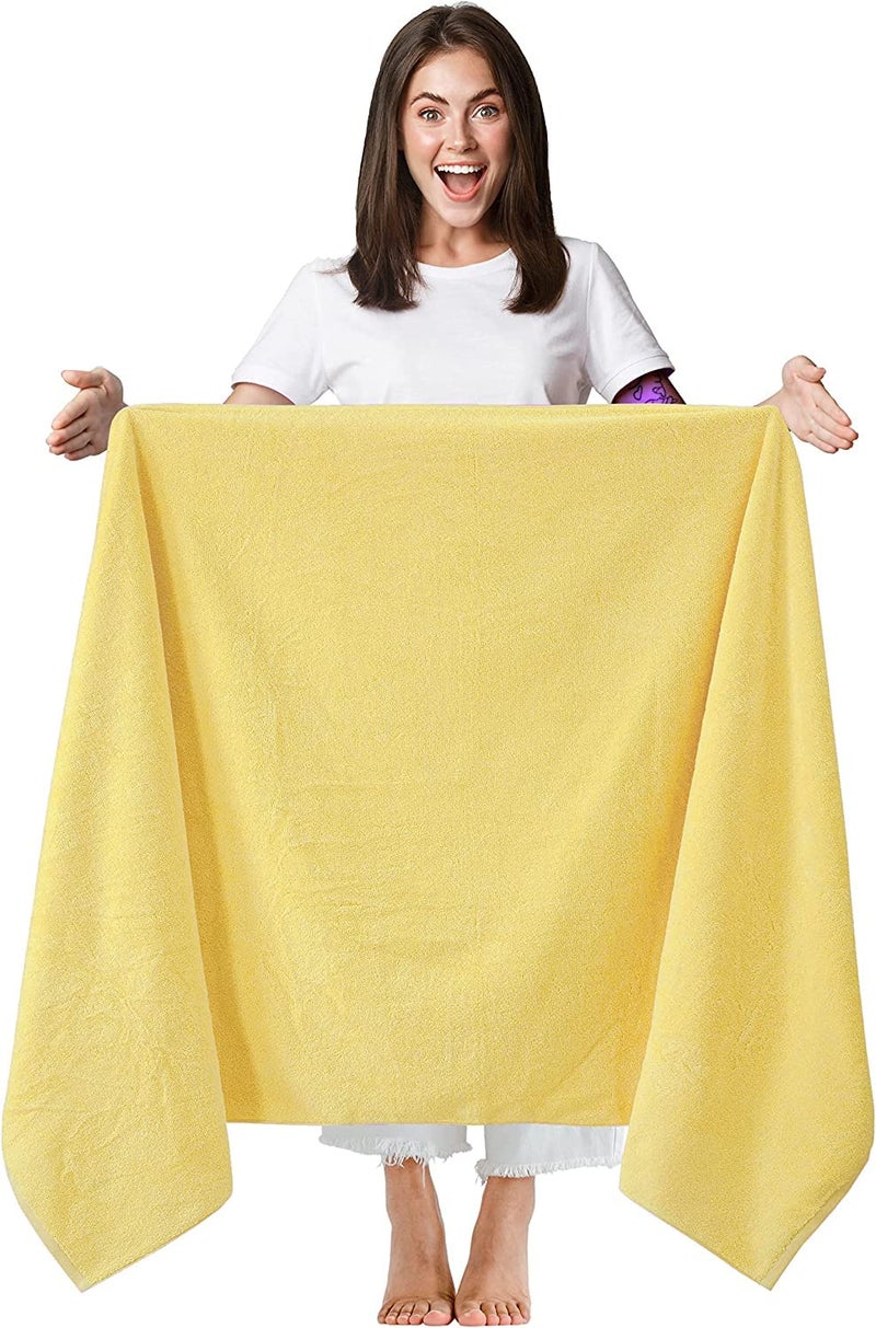 TIQH Turkish Cotton Quick Dry Soft Touch and Absorbent Bath Towel (30x60 Inches - Yellow) - Image 1