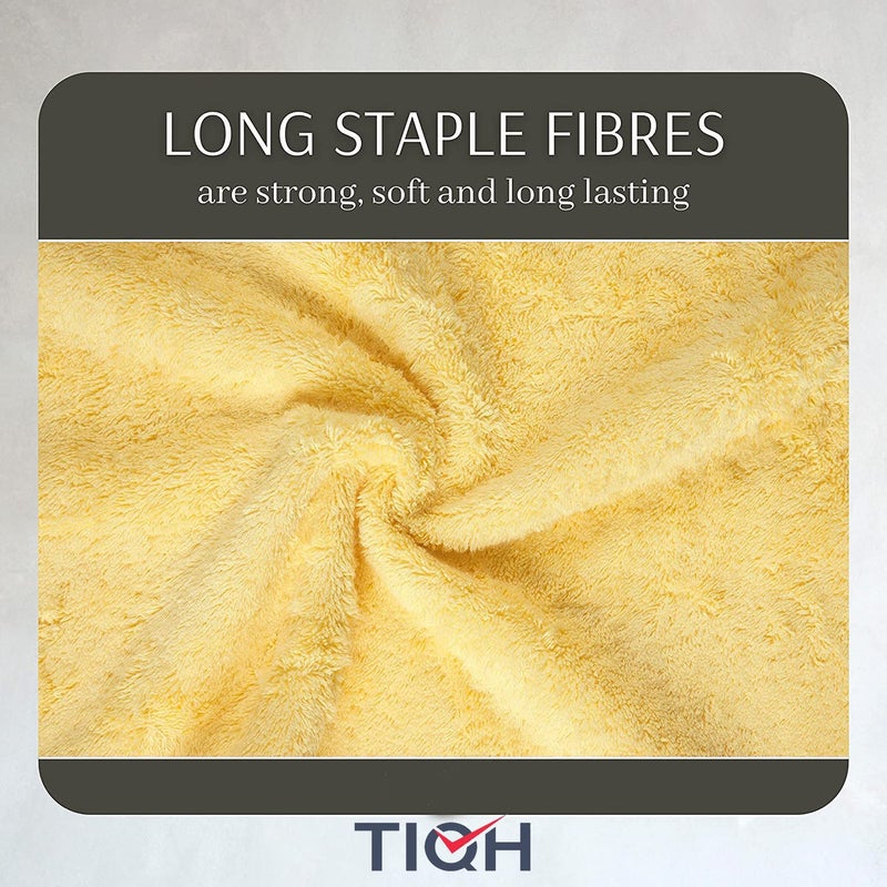 TIQH Turkish Cotton Quick Dry Soft Touch and Absorbent Bath Towel (30x60 Inches - Yellow) - Image 4