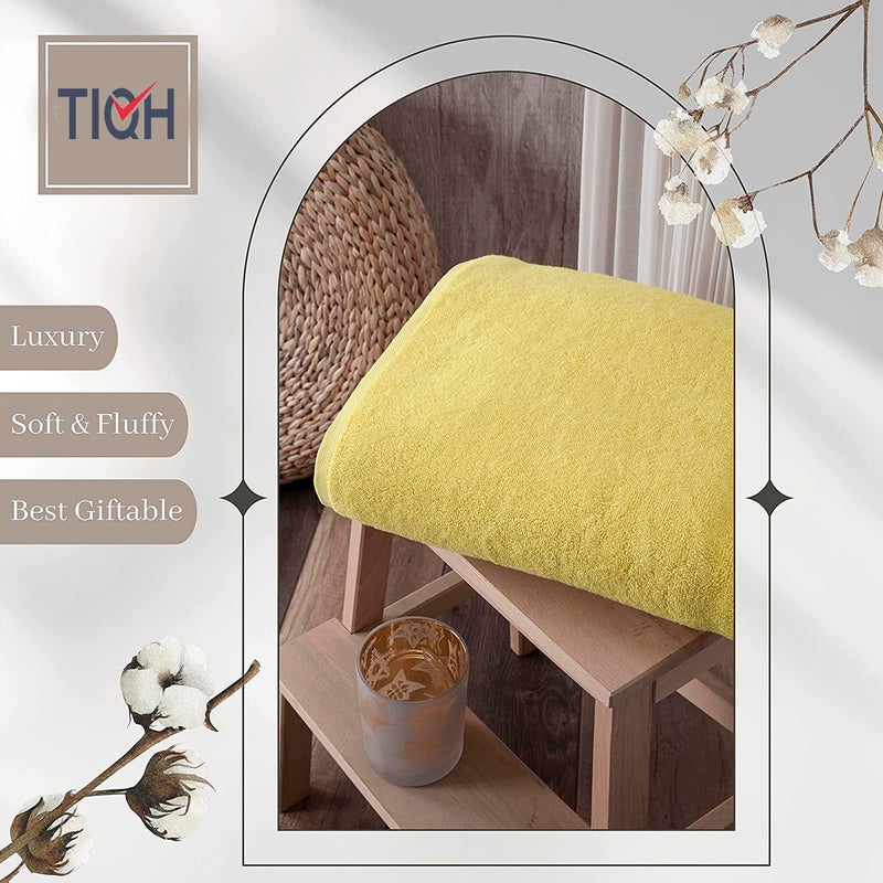 TIQH Turkish Cotton Quick Dry Soft Touch and Absorbent Bath Towel (30x60 Inches - Yellow) - Image 3