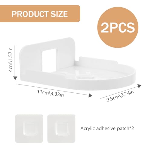 STHIRA® 2Pcs Wall Mount Rack for Security Camera White Acrylic Wall Shelf Wall Holder No Drill Self Adhesive Wall Mount Camera Shelf for Security Camera, Wireless Cameras, Baby Monitors, 12x9.5x3.5cm - Image 2