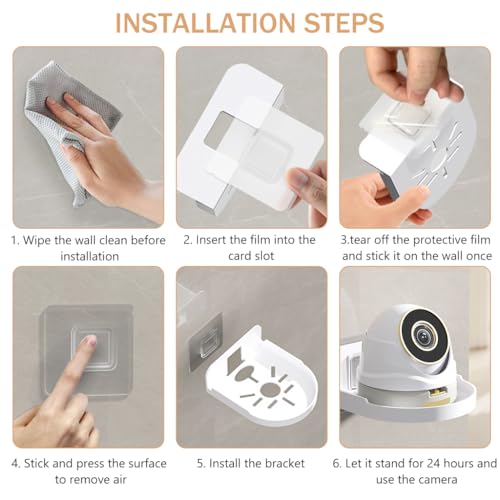 STHIRA® 2Pcs Wall Mount Rack for Security Camera White Acrylic Wall Shelf Wall Holder No Drill Self Adhesive Wall Mount Camera Shelf for Security Camera, Wireless Cameras, Baby Monitors, 12x9.5x3.5cm - Image 5