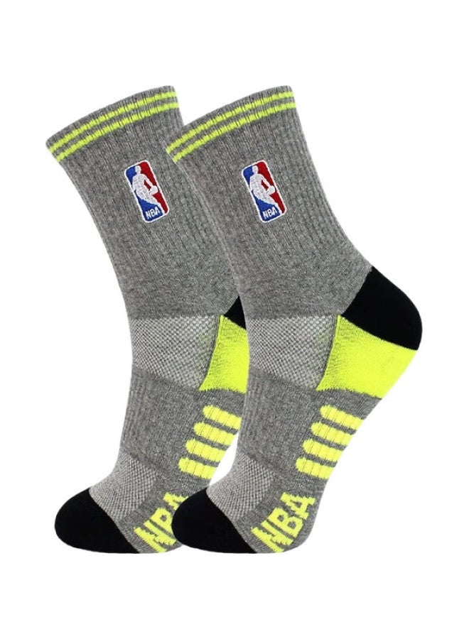 NBA Men'S Mid-Calf Socks, Stylish Sports Socks With Terry Thickened Bottom, Non-Slip Running Basketball Cotton Socks, 3 Pairs - Image 2
