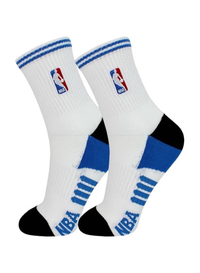 NBA Men'S Mid-Calf Socks, Stylish Sports Socks With Terry Thickened Bottom, Non-Slip Running Basketball Cotton Socks, 3 Pairs - Image 1
