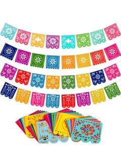 4 Mexican Fiesta Party Decorations Banners Felt Cinco De Mayo Decorations Banner Day Of The Dead Decor Papel Picado Banner Dia De Los Muertos Garlands Fiesta Birthday Baby Shower Flags
