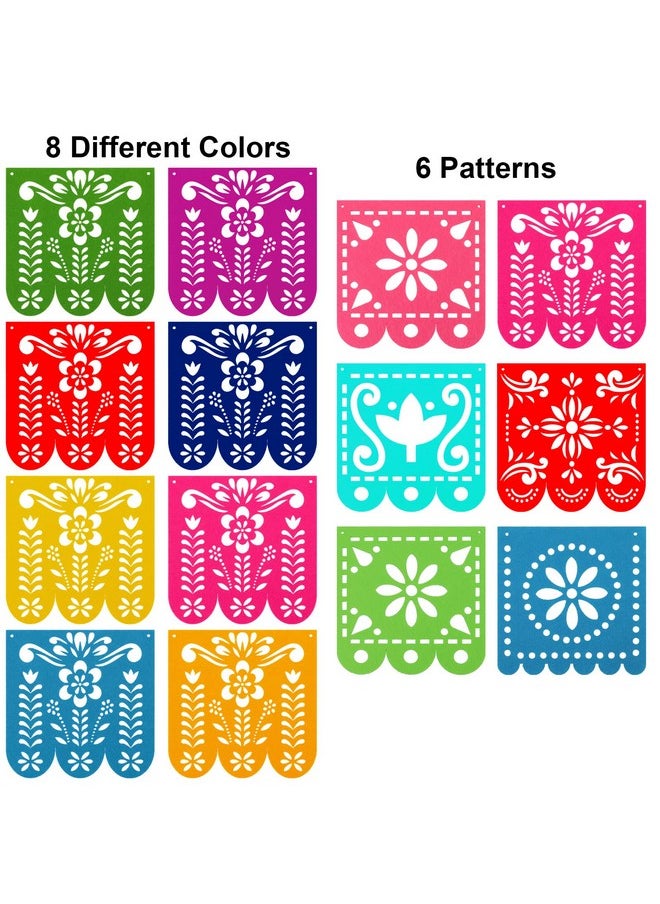 Qpout - 4 Mexican Fiesta Party Decorations Banners Felt Cinco De Mayo Decorations Banner Day Of The Dead Decor Papel Picado Banner Dia De Los Muertos Garlands Fiesta Birthday Baby Shower Flags - Image 1