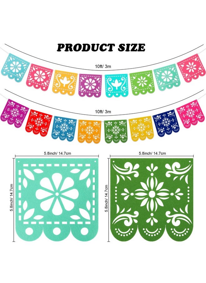 Qpout - 4 Mexican Fiesta Party Decorations Banners Felt Cinco De Mayo Decorations Banner Day Of The Dead Decor Papel Picado Banner Dia De Los Muertos Garlands Fiesta Birthday Baby Shower Flags - Image 1