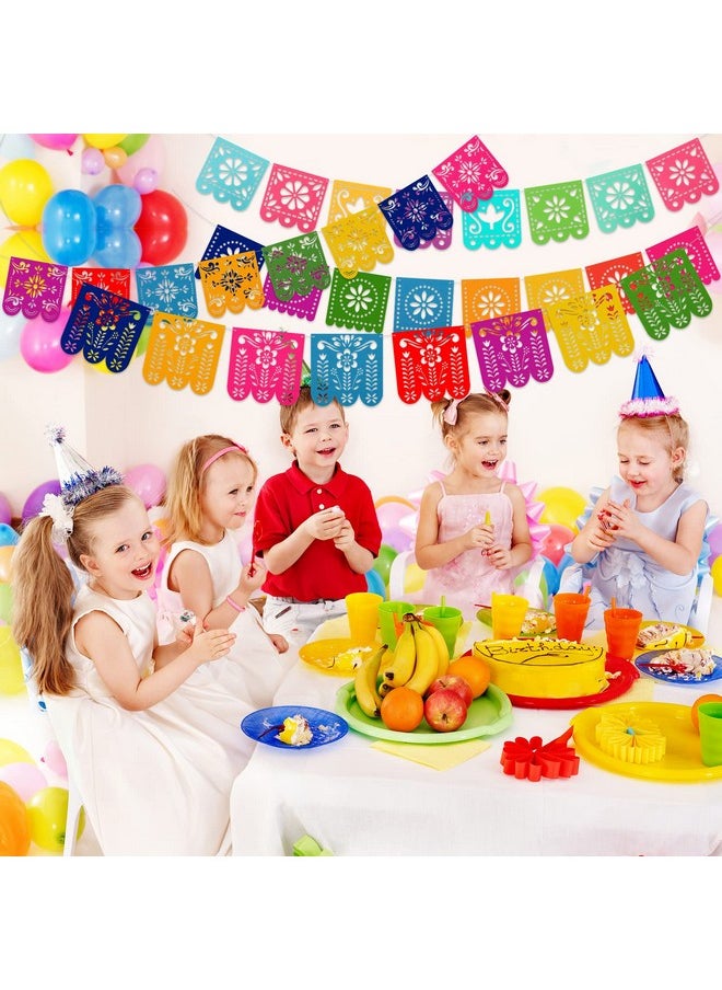 Qpout - 4 Mexican Fiesta Party Decorations Banners Felt Cinco De Mayo Decorations Banner Day Of The Dead Decor Papel Picado Banner Dia De Los Muertos Garlands Fiesta Birthday Baby Shower Flags - Image 1