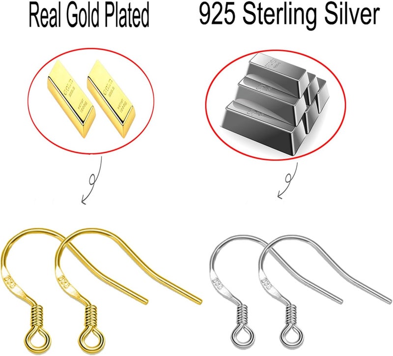 DIYEAR Gold Earring Hooks 80 PCS/40 Pairs, Ear Wires Fish Hooks, 240pcs Hypo-allergenic Jewelry Findings Parts with Jump Rings and Clear Silicone Earring Backs Stoppers for DIY Jewelry Making (14K Gold) - Image 3