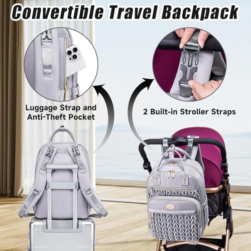 Tealari Diaper Bag Backpack,Stylish Baby Diaper Bag,Waterproof Travel Diaper Backpacks Baby Bags with Changing Pad,Stroller Straps,Insulated Pockets (Gray) - Image 4