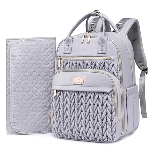 Tealari Diaper Bag Backpack,Stylish Baby Diaper Bag,Waterproof Travel Diaper Backpacks Baby Bags with Changing Pad,Stroller Straps,Insulated Pockets (Gray) - Image 1