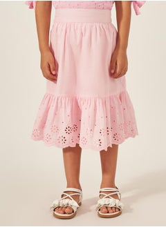 Styli Schiffli A-Line Midi Skirt  - Image 1
