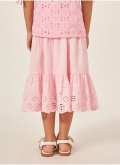 Styli Schiffli A-Line Midi Skirt  - Image 4