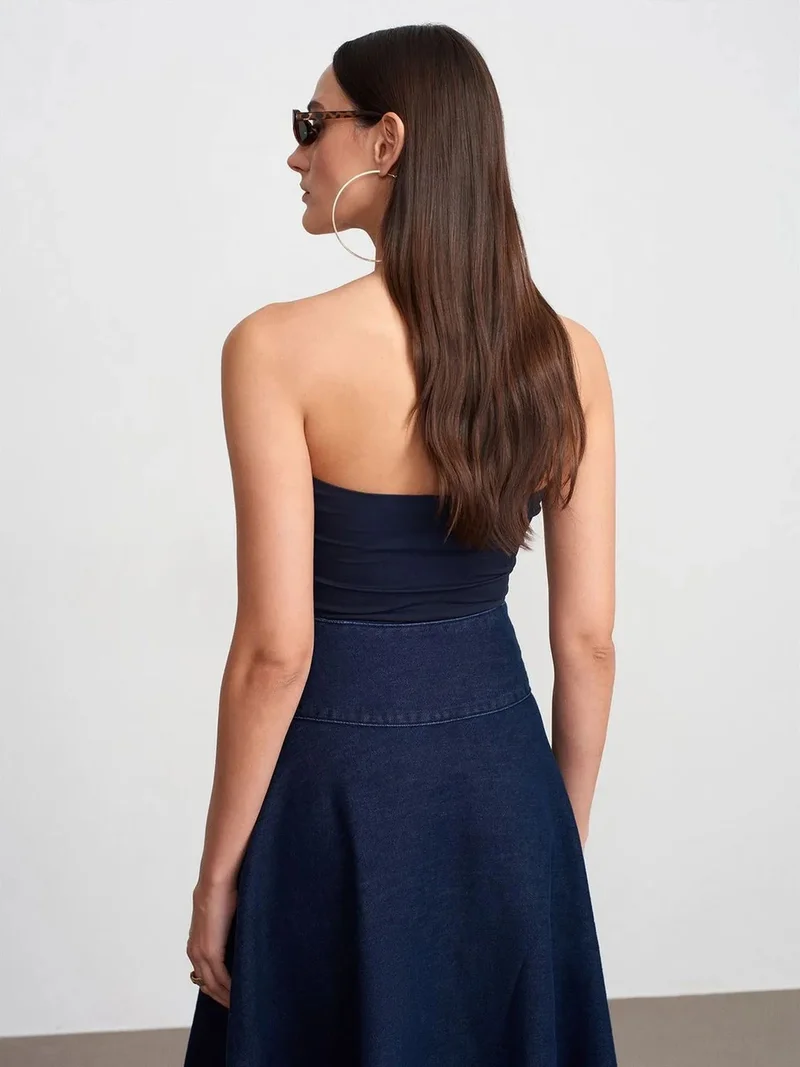 Dilvin DILVIN Strapless Slim-fit Jersey Blouse