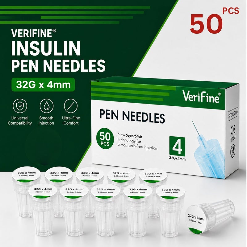 Verifine Insulin Pen Needles 32G*4mm -50 PCS - Image 1