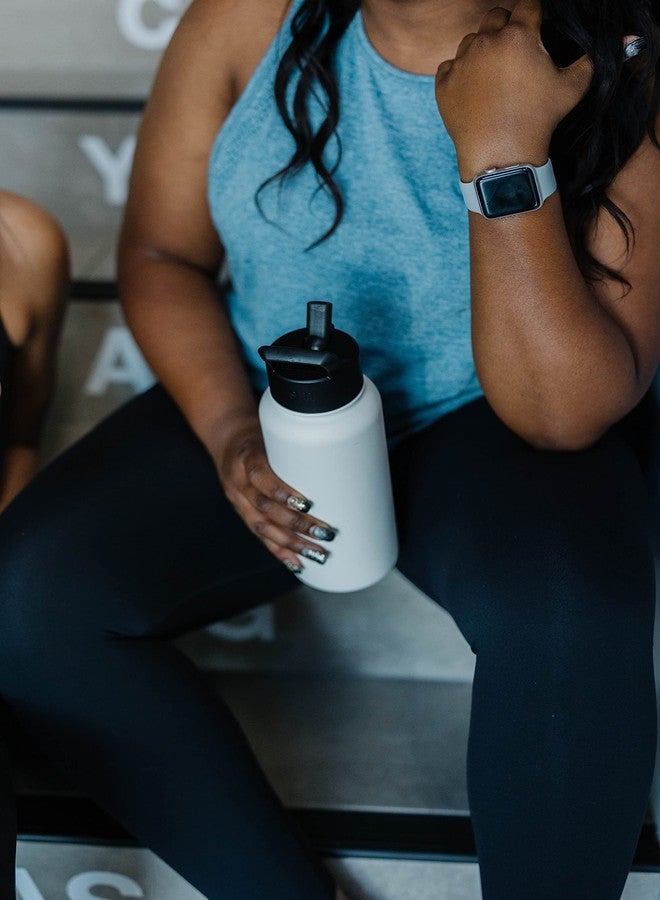 سيمبل مودرن زجاجة ماء عصرية بسيطة مزودة بماصة ومقبض وغطاء للشرب السريع، مصنوعة من الفولاذ المقاوم للصدأ المعزول بتفريغ الهواء | قارورة رياضية كبيرة مانعة للتسرب وخالية من مادة BPA | مجموعة ساميت | 40 أونصة، لون أزرق رملي - Image 5