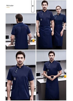 Gasin Unisex Chef Jacket Apron Chef Uniform Set Short Sleeve  - Image 3