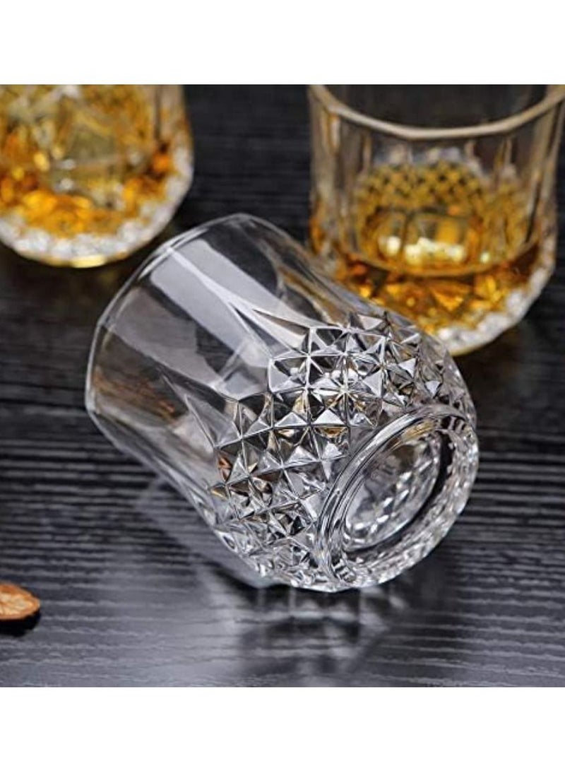 Vitacelli "Diamond Cut Crystal Clear Glass Set – 210ml, 4-Piece Premium Drinkware | Elegant Glassware for Whiskey, Wine & Cocktails" - Image 2