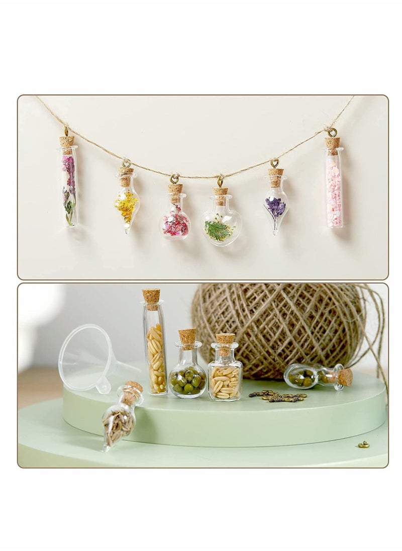 SYOSI - ELECDON Small Mini Glass Jars Bottles with Cork Stoppers, Tiny Wishing Bottles, DIY Decoration Bead Containers, with Eye Screws Funnel and Rope Small Cork Clear Glass Bottle 50 Pcs (Mixed Style) - Image 1