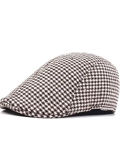 RR DESIGN Y-Back Suspender with Newsboy cap/Flat cap/Golf Cap/Irish cap- (Brown & White Houndstooth Pattern) - Image 2