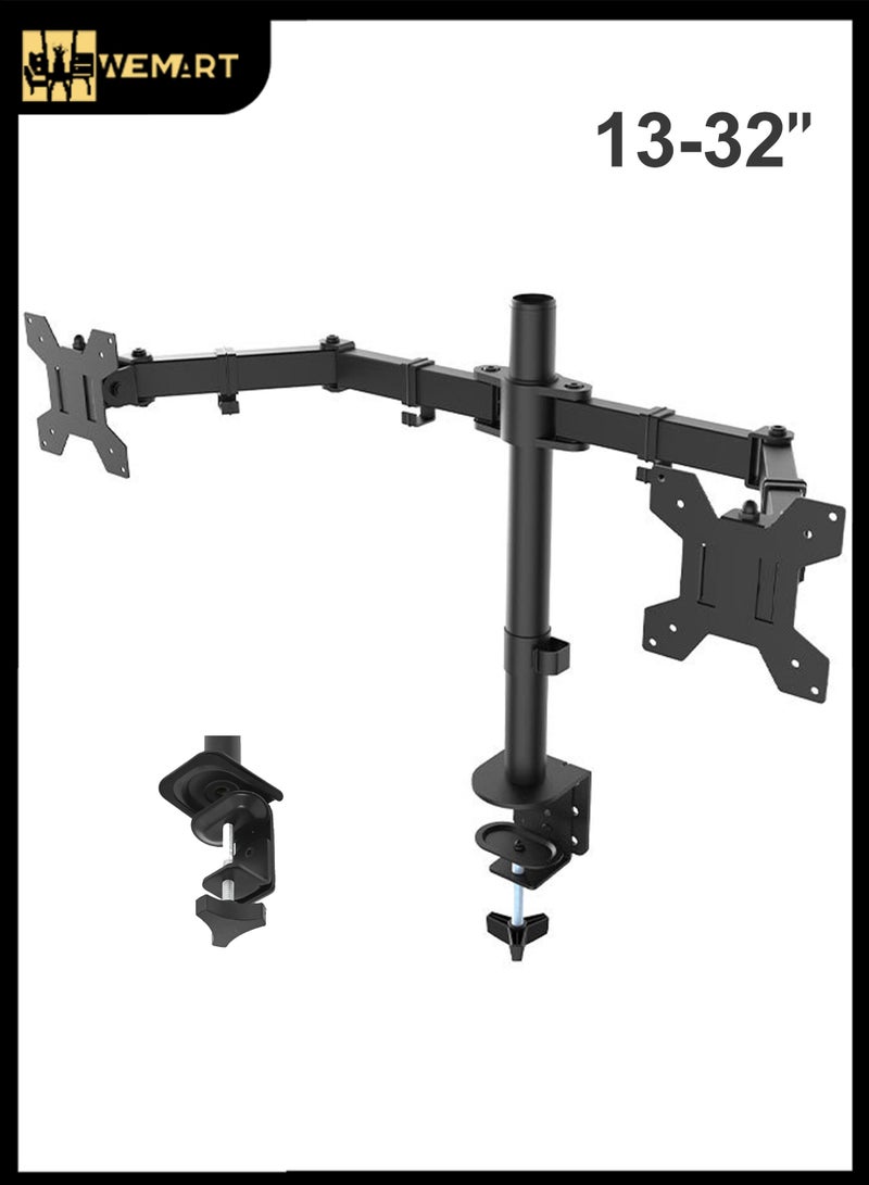WEMART Dual Monitor Arm Desk Mount for 10-32 inch Screens, Heavy Duty Double Monitor Stand Holds up to 22 lbs per Arm, Fully Adjustable Gas Spring VESA Mount with 2.95" Extra Wide C-Clamp - Image 1
