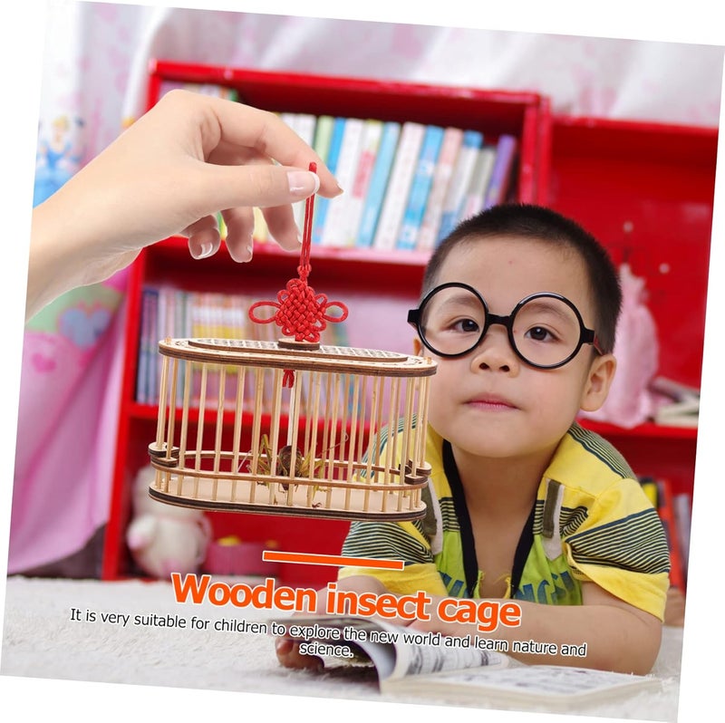 Veemoon 1pc Wooden Animal Pet Cage Outdoor Feeding Cage Educational Storage Basket - Image 3