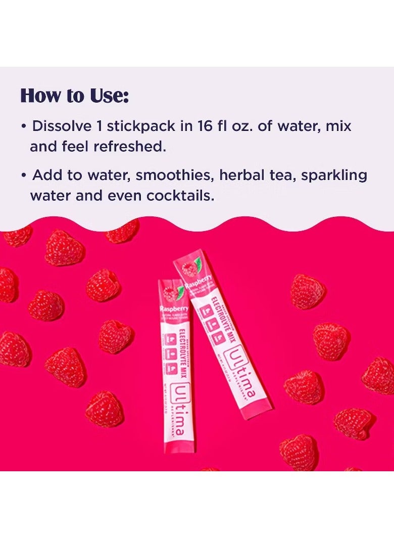 Ultima Replenisher Ultima Replenisher 6 Essential Electrolytes Raspberry 20 Stickpacks - Image 3
