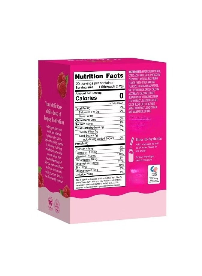 Ultima Replenisher Ultima Replenisher 6 Essential Electrolytes Raspberry 20 Stickpacks - Image 2