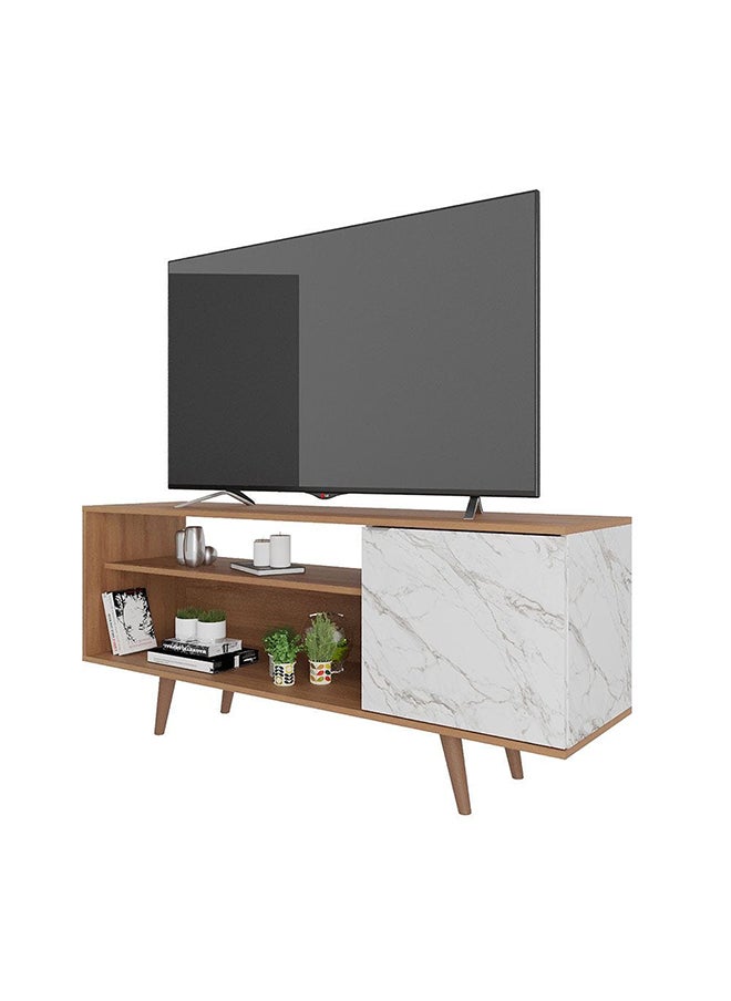 DANUBE HOME Walter Tv Cabinet Up To 60 Inches Entertainment Wall Tv Unit Wooden Tv Rack Stand Media Console Table For Living Room L 136x36.3x59.5 Cm Light Brown/White  - Image 2