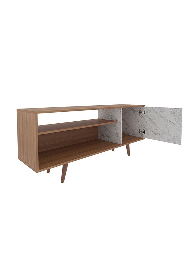 DANUBE HOME Walter Tv Cabinet Up To 60 Inches Entertainment Wall Tv Unit Wooden Tv Rack Stand Media Console Table For Living Room L 136x36.3x59.5 Cm Light Brown/White  - Image 4