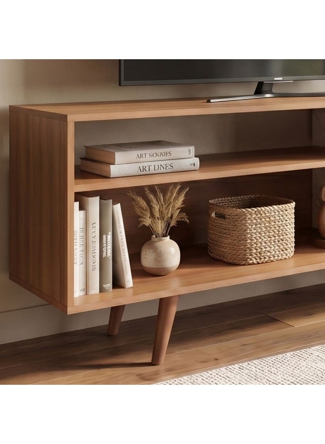 DANUBE HOME Walter Tv Cabinet Up To 60 Inches Entertainment Wall Tv Unit Wooden Tv Rack Stand Media Console Table For Living Room L 136x36.3x59.5 Cm Light Brown/White - Image 2