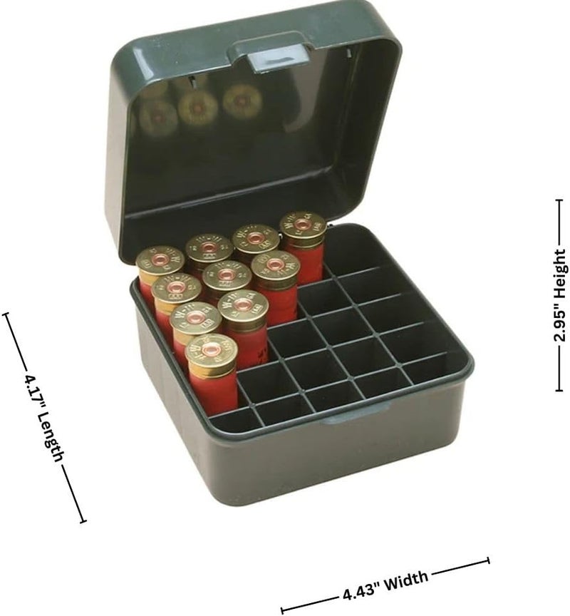MTM Case-Gard S25D-11 Shotshell box, 25 Round, Flip Top, Mechanical hinge, USA Made, Forest Green - Image 2