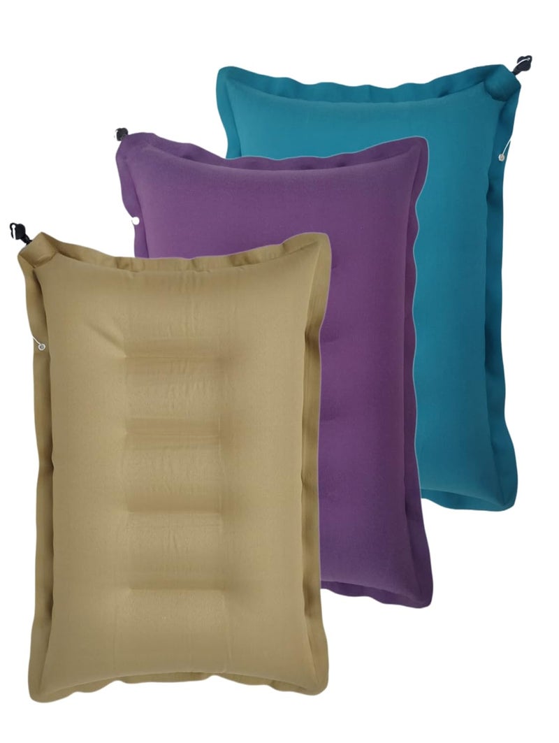 SHIVAM CART Ultralight Inflatable Air Pillow and Travel Pillow for Hiking Camping Traveling Napping Desk Rest Neck Lumbar Support Pack of 3 Multi Color - Image 1