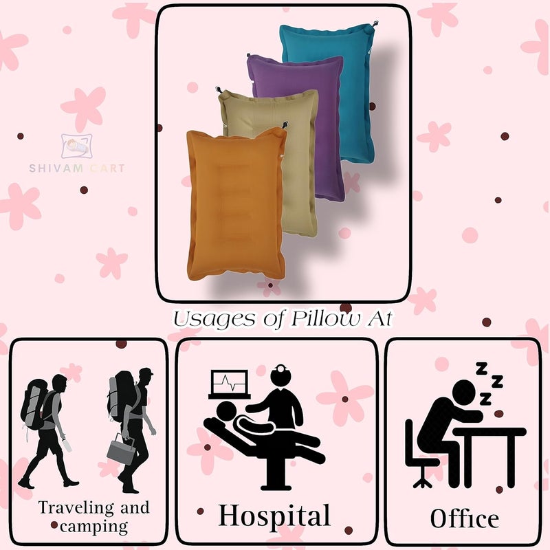 SHIVAM CART Ultralight Inflatable Air Pillow and Travel Pillow for Hiking Camping Traveling Napping Desk Rest Neck Lumbar Support Pack of 3 Multi Color - Image 3