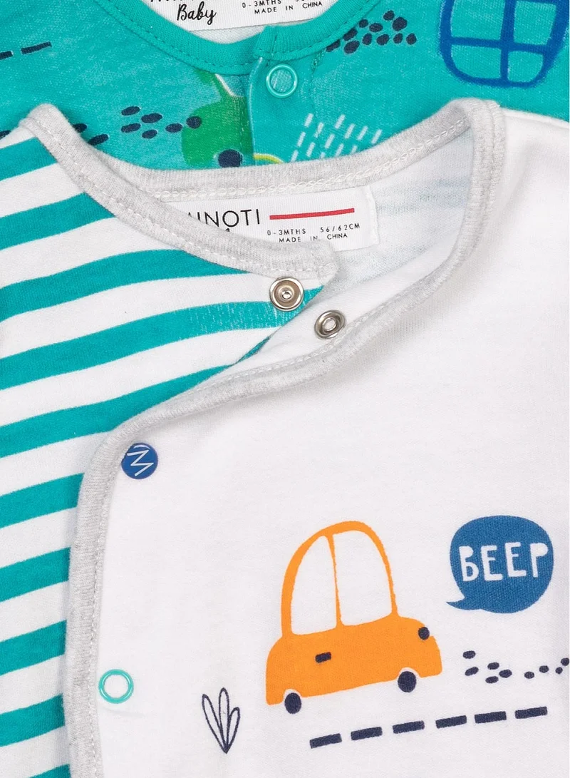 MINOTI 2-Pack Baby Rompers with Short Sleeves and Print