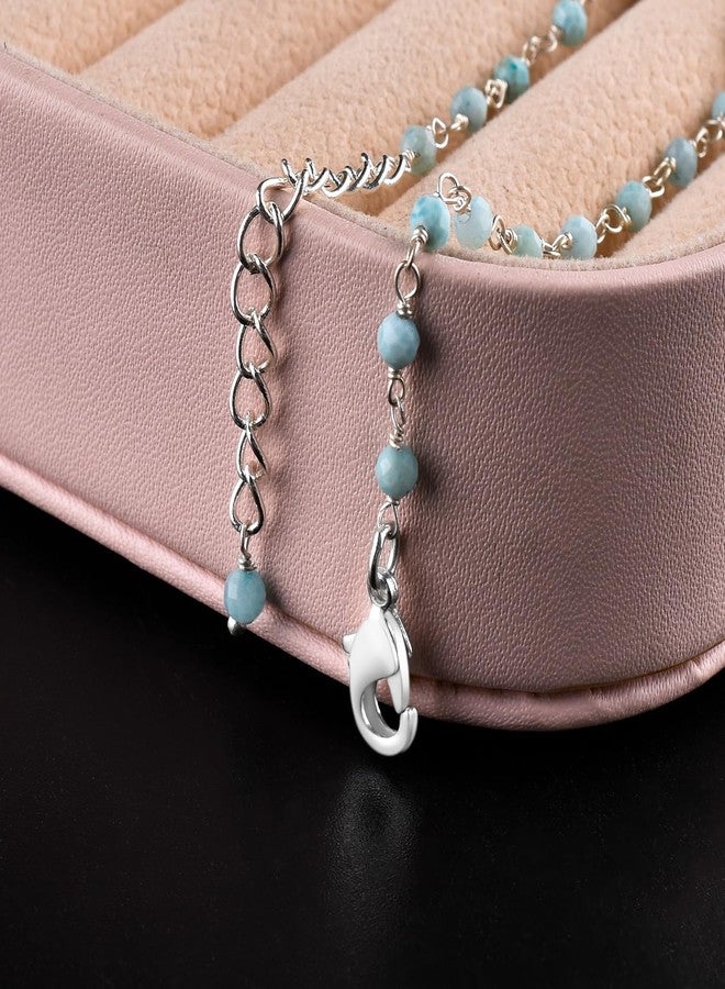 Yanara سوار كاحل يانارا من لاريما الأزرق للنساء مجوهرات بوهو صيفية رقيقة للشاطئ للفتيات سوار تسبيح يدوي 9+1.5 بوصة هدايا لها - Image 5