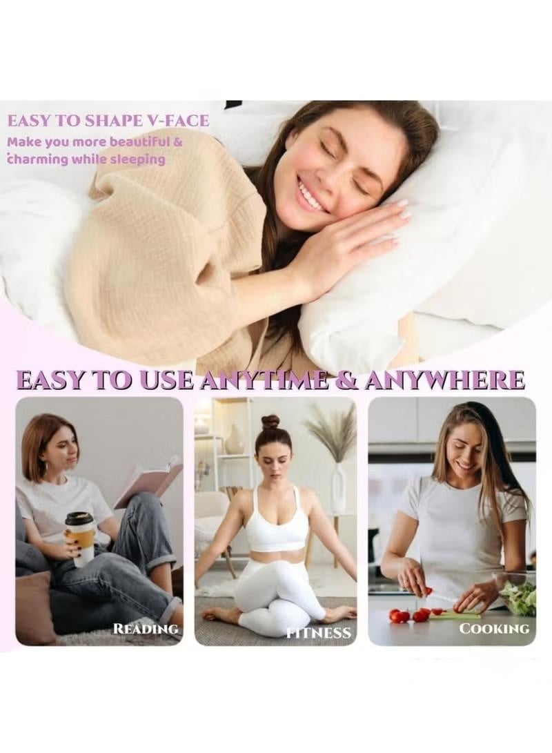 مُخفِّف الذقن المزدوجة، قناع خط V لشد الوجه، أداة نحت حزام الذقن لشد الوجه، مُشكِّل وجه قابل لإعادة الاستخدام وحزام رفع، مُزيل الذقن، تحسين فعال (أرجواني) - Image 3