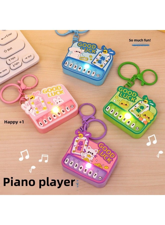 Creative Mini Piano Keychain Handheld Music Electronic Organ Luminous Toy Bag Pendant Grab Machine Gift Wholesale-Color:Blue Cute Dog Electronic Organ-paint Buckle  - Image 2
