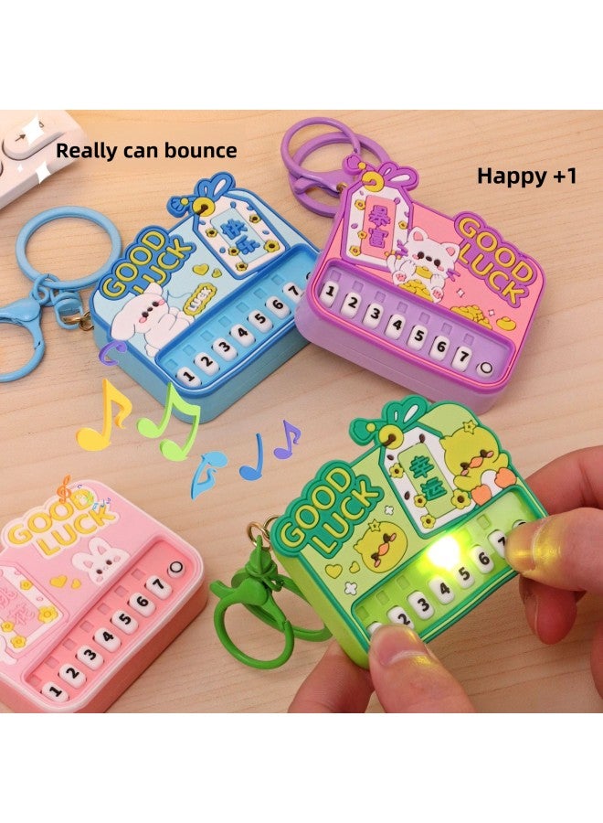 Creative Mini Piano Keychain Handheld Music Electronic Organ Luminous Toy Bag Pendant Grab Machine Gift Wholesale-Color:Blue Cute Dog Electronic Organ-paint Buckle  - Image 4