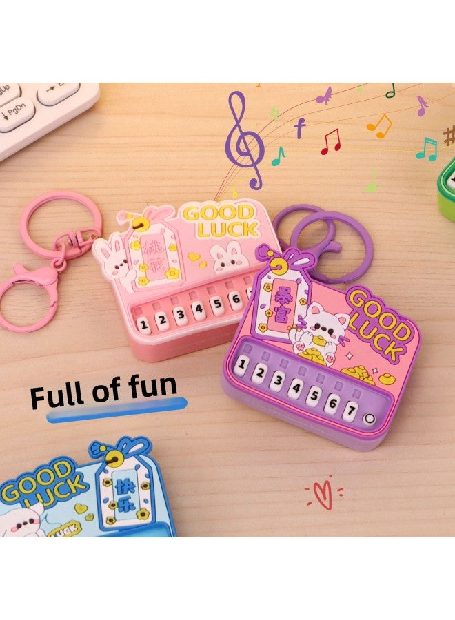 Creative Mini Piano Keychain Handheld Music Electronic Organ Luminous Toy Bag Pendant Grab Machine Gift Wholesale-Color:Blue Cute Dog Electronic Organ-paint Buckle  - Image 3