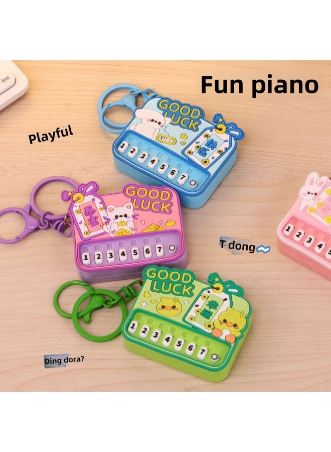 Creative Mini Piano Keychain Handheld Music Electronic Organ Luminous Toy Bag Pendant Grab Machine Gift Wholesale-Color:Blue Cute Dog Electronic Organ-paint Buckle  - Image 5