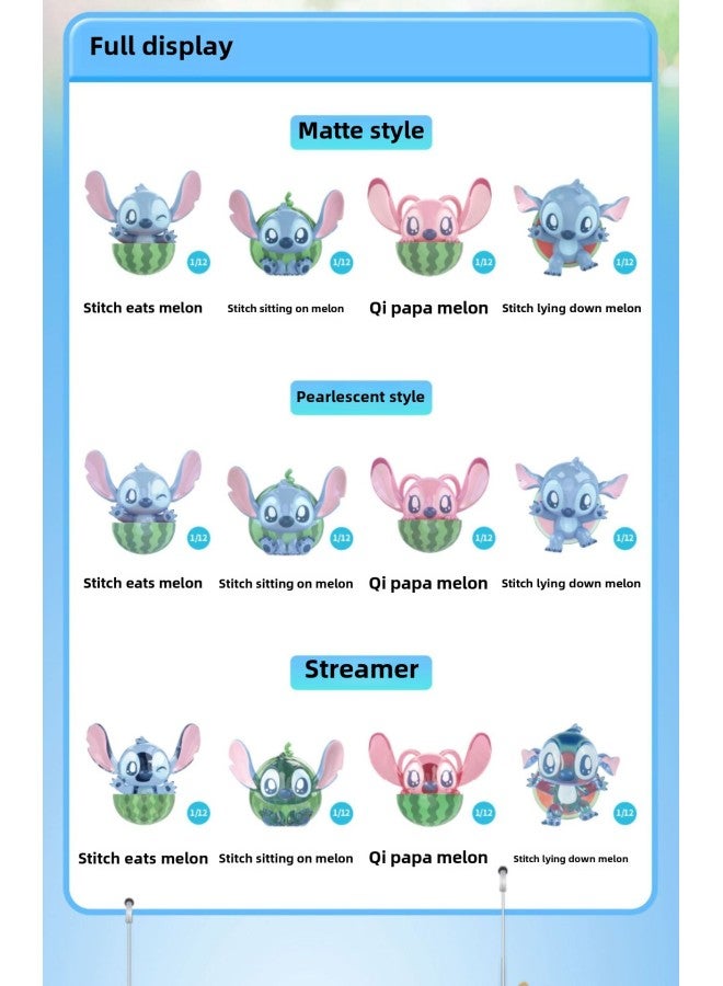 Genuine Disney Stitch Wants To Eat A Series Of Vinyl Plush Blind Box Pendants Gifts Again Sleepy-Color:Stitch Melon-eating Tumbler Series Blind Bags (3 Capsules Per Bag, Please Take 12 Bags Of The Whole Box) - Image 1