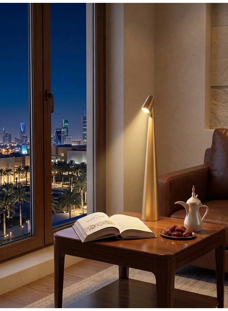 يوڠام مصباح طاولة LED محمول، مصباح طاولة LED يعمل باللمس، مصباح طاولة بتصميم عصري، مصباح طاولة LED قابل لإعادة الشحن لتزيين المنزل، لون بني رملي - Image 1