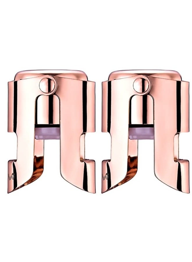 OWO Champagne Bottle Stoppers Stainless Steel, Reusable Champagne Cork & Saver Stopper, Leak Proof Prosecco & Sparkling Wine Plug, Bubble Retention Protection（Rosegold, 2 Pack） - Image 1