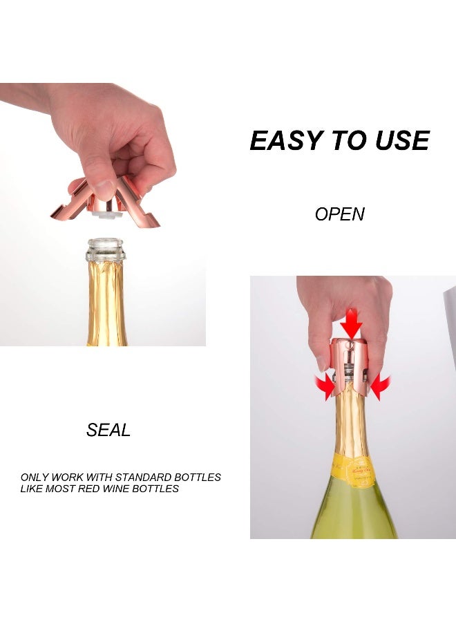 OWO Champagne Bottle Stoppers Stainless Steel, Reusable Champagne Cork & Saver Stopper, Leak Proof Prosecco & Sparkling Wine Plug, Bubble Retention Protection（Rosegold, 2 Pack） - Image 4