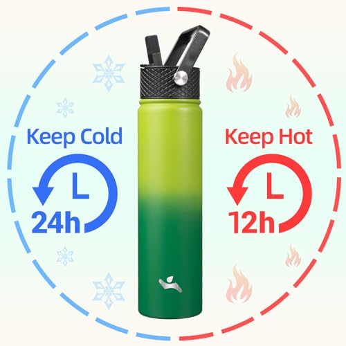 Konokyo Insulated Water Bottle 24oz Stainless Steel Sport Bottles with 3 Lids,Bamboo Grove - Image 2